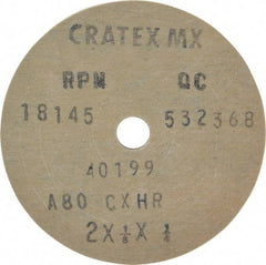 Cratex - 2" Diam x 1/4" Hole x 1/8" Thick, 80 Grit Surface Grinding Wheel - Aluminum Oxide, Type 1, Medium Grade, 18,145 Max RPM, No Recess - A1 Tooling