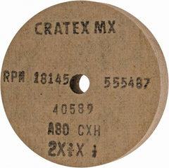 Cratex - 2" Diam x 1/4" Hole x 3/8" Thick, 80 Grit Surface Grinding Wheel - Aluminum Oxide, Type 1, Medium Grade, 18,145 Max RPM, No Recess - A1 Tooling