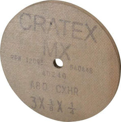 Cratex - 3" Diam x 1/4" Hole x 1/8" Thick, 80 Grit Surface Grinding Wheel - Aluminum Oxide, Type 1, Medium Grade, 12,095 Max RPM, No Recess - A1 Tooling