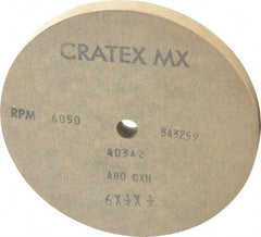 Cratex - 6" Diam x 1/2" Hole x 1/2" Thick, 80 Grit Surface Grinding Wheel - Aluminum Oxide, Type 1, Medium Grade, 6,050 Max RPM, No Recess - A1 Tooling