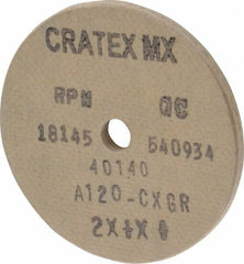 Cratex - 2" Diam x 1/4" Hole x 1/8" Thick, 120 Grit Surface Grinding Wheel - Aluminum Oxide, Type 1, Fine Grade, 18,145 Max RPM, No Recess - A1 Tooling