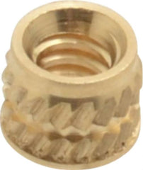 E-Z LOK - #4-40, 0.153" Small to 0.159" Large End Hole Diam, Brass Single Vane Tapered Hole Threaded Insert - 0.172" Insert, 0.157" Pilot Diam, 0.135" OAL, 0.093" Min Wall Thickness - A1 Tooling