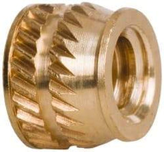 E-Z LOK - #10-24, 0.267" Small to 0.277" Large End Hole Diam, Brass Single Vane Tapered Hole Threaded Insert - 0.296" Insert, 0.272" Pilot Diam, 0.225" OAL, 0.159" Min Wall Thickness - A1 Tooling