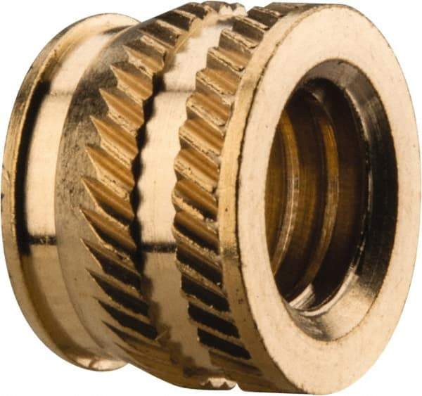 E-Z LOK - 5/16-18, 0.431" Small to 0.448" Large End Hole Diam, Brass Single Vane Tapered Hole Threaded Insert - 15/32" Insert, 0.439" Pilot Diam, 0.335" OAL, 0.245" Min Wall Thickness - A1 Tooling