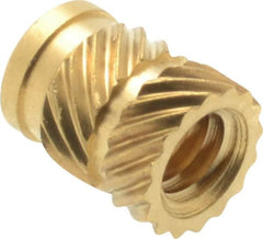 E-Z LOK - #8 32 UNC, 1/4" Diam, Brass Unheaded Heat Installed Threaded Insert - 0.22" Hole, 0.321" OAL, 1/4" Head Diam - A1 Tooling