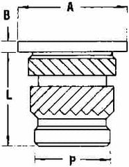 E-Z LOK - #2 56 UNC, 0.141" Diam, Brass Headed Heat Installed Threaded Insert - 1/8" Hole, 0.141" OAL x 0.018" High, 3/16" Head Diam - A1 Tooling