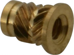 E-Z LOK - #4 40 UNC, 0.181" Diam, Brass Headed Heat Installed Threaded Insert - 0.157" Hole, 1/4" OAL x 0.021" High, 0.218" Head Diam - A1 Tooling