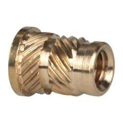 E-Z LOK - #8 32 UNC, 1/4" Diam, Brass Headed Heat Installed Threaded Insert - 0.22" Hole, 0.357" OAL x 0.033" High, 9/32" Head Diam - A1 Tooling