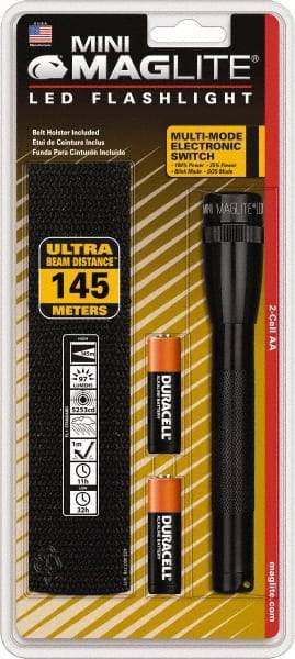 Mag-Lite - White LED Bulb, 97 Lumens, Mini Flashlight - Black Aluminum Body, 2 AA Alkaline Batteries Included - A1 Tooling