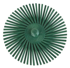 3M - 3" Diam, Type R Quick Change Radial Bristle Brush - 50 Grit, Coarse Grade, 25,000 Max RPM, Green - A1 Tooling