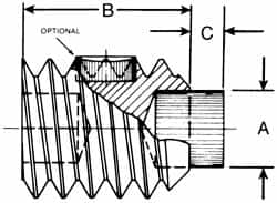 Made in USA - M8, 16mm Length of Thread, Soft Tip Point Set Screw - Grade 8 Alloy Steel - A1 Tooling