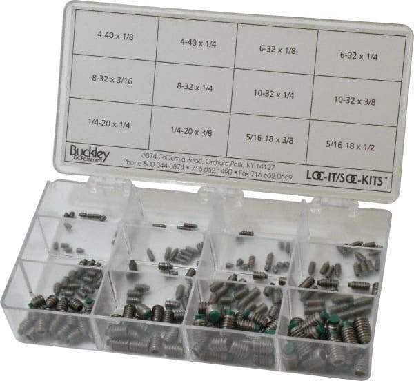 Made in USA - 210 Piece, #4-40 to 5/16-18, Stainless Steel Set Screw Assortment - Hex Head, Hex Socket Drive, 1/8 to 1/2" Long, Grade 303 - A1 Tooling