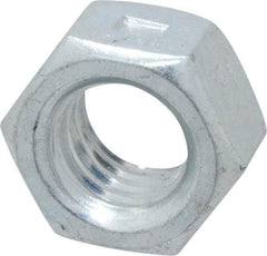 Value Collection - 3/8-16 UNC Grade 2 Two Way Lock Nut with Distorted Thread - 9/16" Width Across Flats, 21/64" High, Zinc-Plated Finish - A1 Tooling