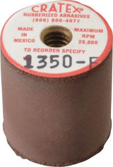 Cratex - 7/8" Max Diam x 1" Long, Cylinder, Rubberized Point - Fine Grade, Silicon Carbide, 1/4" Arbor Hole, Unmounted - A1 Tooling