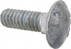 Value Collection - 1/4-20 UNC 3/4" Length Under Head, Standard Square Neck, Carriage Bolt - 1006-1050 Steel, Galvanized Zinc-Plated Finish - A1 Tooling