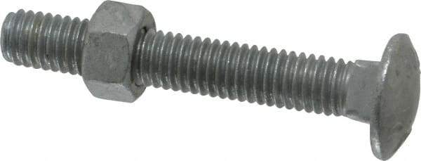 Value Collection - 3/8-16 UNC 2-1/2" Length Under Head, Standard Square Neck, Carriage Bolt - 1006-1050 Steel, Galvanized Zinc-Plated Finish - A1 Tooling