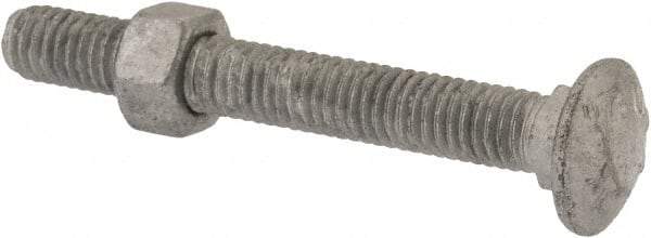 Value Collection - 3/8-16 UNC 3" Length Under Head, Standard Square Neck, Carriage Bolt - 1006-1050 Steel, Galvanized Zinc-Plated Finish - A1 Tooling