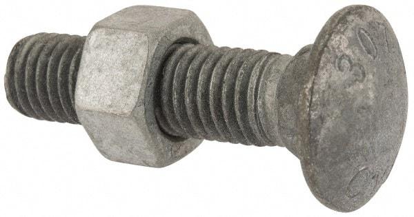 Value Collection - 5/8-11 UNC 2-1/2" Length Under Head, Standard Square Neck, Carriage Bolt - 1006-1050 Steel, Galvanized Zinc-Plated Finish - A1 Tooling