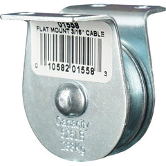 Block Division - 525 Lbs. Load Limit, Flat Standard Block - Upright Mount, Single Sheave, 1-1/2 Inch Outside Diameter, Wire Rope, 3/16 Inch Diameter, Eye, 5/8 Inch Inside Diameter, Carbon Steel, Zinc Plated Finish - A1 Tooling