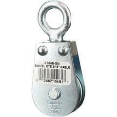 Block Division - 525 Lbs. Load Limit, Swivel Eye Snatch Block - Single Sheave, 1-1/2 Inch Outside Diameter, Wire Rope, 3/16 Inch Diameter, Eye, 5/8 Inch Inside Diameter, Carbon Steel, Zinc Plated Finish - A1 Tooling