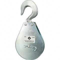 Block Division - 1, 550 Lbs. Load Limit, Swivel Hook Block - Single Sheave, 3-3/4 Inch Outside Diameter, Wire Rope, 5/16 Inch Diameter, Eye, 9/16 Inch Inside Diameter, Carbon Steel, Zinc Plated Finish - A1 Tooling