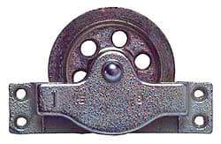 Value Collection - Single Open Side Mount Guidance Pulley - Sheave, 4-1/2 Inch Outside Diameter, Wire Rope, 3/8 Inch Diameter, 0.235 Inch to 0.246 Inch Mounting Hole Diameter Iron, Galvanized Finish - A1 Tooling