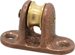 Value Collection - Single Upright Mount Guidance Pulley - Sheave, 11/16 Inch Outside Diameter, Fibrous Rope, 1/4 Inch Diameter, 0.144 Inch to 0.155 Inch Mounting Hole Diameter Bronze, Finish - A1 Tooling