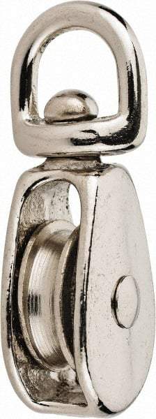 Value Collection - Swivel Eye Single Sheave Pulley - Sheave, 1 Inch Outside Diameter, Fibrous Rope, 1/4 Inch Diameter, Gray Iron, Zinc Plated Finish - A1 Tooling