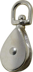 Value Collection - Swivel Eye Single Sheave Pulley - Sheave, 1-1/2 Inch Outside Diameter, Fibrous Rope, 5/16 Inch Diameter, Gray Iron, Zinc Plated Finish - A1 Tooling