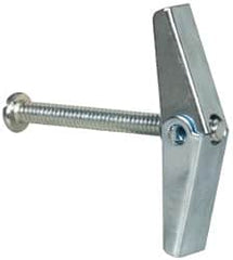 Value Collection - 3/16" Screw, 3/16" Diam, 2" Long, Toggle Bolt Drywall & Hollow Wall Anchor - 3/16" Drill, Zinc Plated, Steel, Use in Concrete, & Masonry, Hollow Tile, Plaster & Wallboard - A1 Tooling