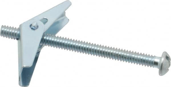 Value Collection - 1/4" Screw, 1/4" Diam, 3" Long, Toggle Bolt Drywall & Hollow Wall Anchor - 1/4" Drill, Zinc Plated, Steel, Use in Concrete, & Masonry, Hollow Tile, Plaster & Wallboard - A1 Tooling