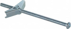 Value Collection - 1/4" Screw, 1/4" Diam, 5" Long, Toggle Bolt Drywall & Hollow Wall Anchor - 1/4" Drill, Zinc Plated, Steel, Use in Concrete, & Masonry, Hollow Tile, Plaster & Wallboard - A1 Tooling