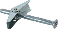 Value Collection - 1/4" Screw, 1/4" Diam, 3" Long, Toggle Bolt Drywall & Hollow Wall Anchor - 1/4" Drill, Zinc Plated, Steel, Use in Concrete, & Masonry, Hollow Tile, Plaster & Wallboard - A1 Tooling