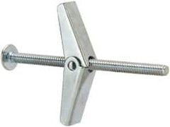 Value Collection - 3/16" Screw, 3/16" Diam, 3" Long, Toggle Bolt Drywall & Hollow Wall Anchor - 3/16" Drill, Zinc Plated, Steel, Use in Concrete, & Masonry, Hollow Tile, Plaster & Wallboard - A1 Tooling