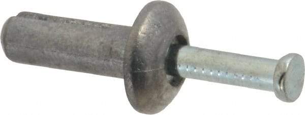 Value Collection - 1/4" Diam, 1/4" Drill, 3/4" OAL, 3-3/4" Min Embedment Hammer Drive Concrete Anchor - Zamac Alloy, Zinc-Plated Finish, Mushroom Head - A1 Tooling