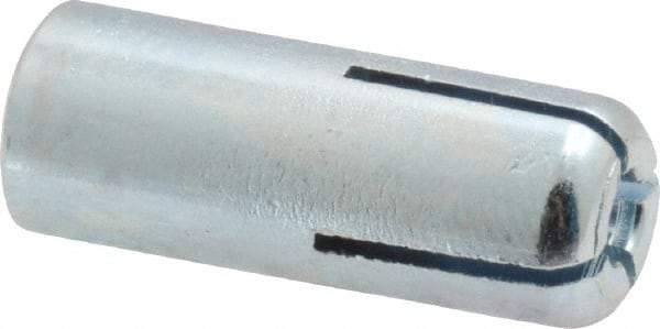 Value Collection - 1/4" Diam, 3/8" Drill, 1" OAL, Drop-In Concrete Anchor - Grade 5 Steel, Zinc-Plated Finish, 1/2" Thread Length - A1 Tooling