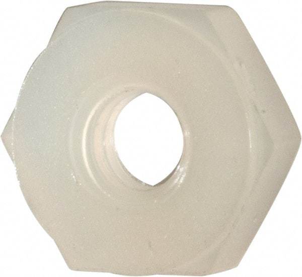 Made in USA - #4-40 UNC Nylon Right Hand Hex Nut - 1/4" Across Flats, 2.54mm High, Uncoated - A1 Tooling