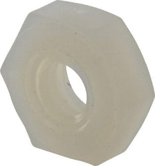 Made in USA - #8-32 UNC Nylon Right Hand Hex Nut - 8.51mm Across Flats, 3.3mm High, Uncoated - A1 Tooling