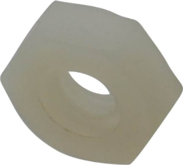 Made in USA - #10-24 UNC Nylon Right Hand Hex Nut - 9.27mm Across Flats, 3.43mm High, Uncoated - A1 Tooling