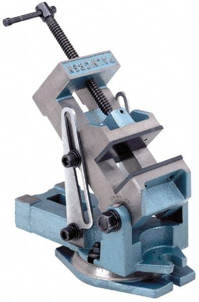 Palmgren - 4" Jaw Width, 4" Jaw Opening Capacity, Angle Swivel Machine Vise - Manual Operation, 1 Station, 12" Long x 6-1/4" High x 1-3/4" Deep - A1 Tooling