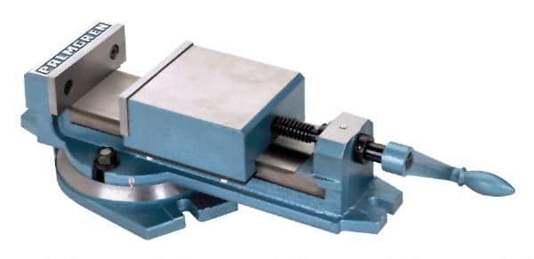 Palmgren - 6" Jaw Width, 6" Jaw Opening Capacity, Horizontal Swivel Machine Vise - Manual Operation, 1 Station, 20-1/8" Long x 2" Deep, 2-1/8" Jaw Height - A1 Tooling