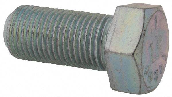 Made in USA - 9/16-18 UNF, 1-1/4" Length Under Head Hex Head Cap Screw - Fully Threaded, Grade 5 Steel, Zinc-Plated Finish, 13/16" Hex - A1 Tooling