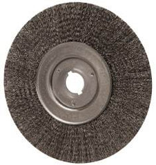 Weiler - 10" OD, 1-1/4" Arbor Hole, Crimped Steel Wheel Brush - 3/4" Face Width, 2-1/2" Trim Length, 0.014" Filament Diam, 4,000 RPM - A1 Tooling