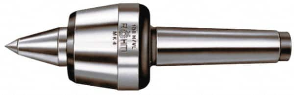 Rohm - MT6 Taper Shank, 4.134" Head Diam 5,512 Lb Capacity Live Center - 2,600 Max RPM, 3.217" Head Length, 1.9685" Point Diam, 3.071" Point Len, 5,500 Lb Max Workpc, 13.976" OAL, Long Point - A1 Tooling