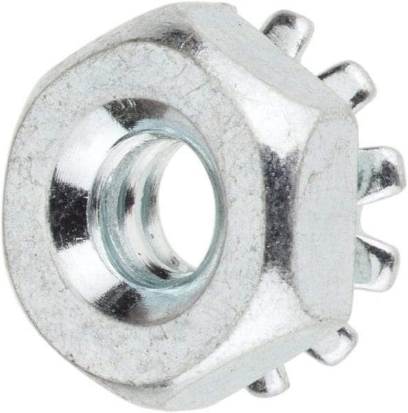 Value Collection - #6-32, Zinc Plated, Steel Hex Nut with External Tooth Washer - 11/32" Washer Diam, 5/16" Width Across Flats - A1 Tooling