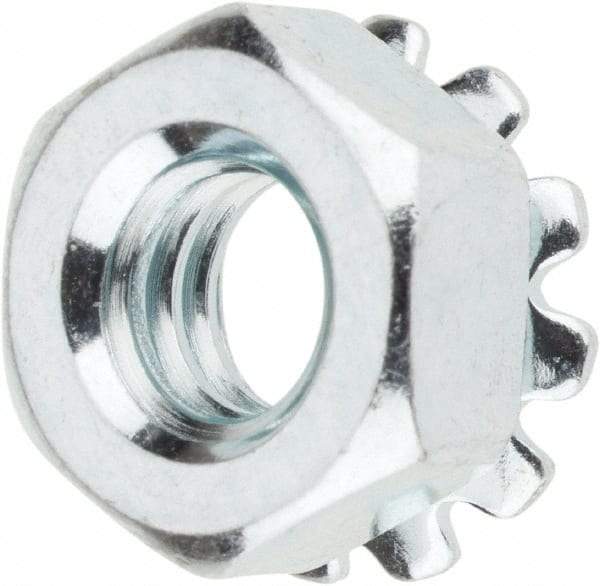 Value Collection - 1/4-20, Zinc Plated, Steel Hex Nut with External Tooth Washer - 1/2" Washer Diam, 7/16" Width Across Flats - A1 Tooling