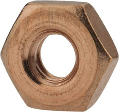 Value Collection - #10-24 UNC Silicon Bronze Right Hand Machine Screw Hex Nut - 3/8" Across Flats, 1/8" High, Uncoated - A1 Tooling