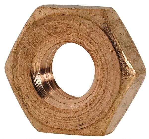 Value Collection - #10-32 UNF Silicon Bronze Right Hand Machine Screw Hex Nut - 3/8" Across Flats, 1/8" High, Uncoated - A1 Tooling