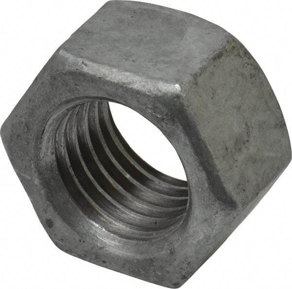 Value Collection - 1-8 UNC Steel Right Hand Hex Nut - 1-1/2" Across Flats, 55/64" High, Hot Dipped Galvanized Finish - A1 Tooling