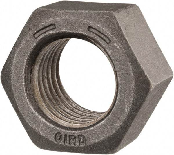 Value Collection - 1-1/8 - 7 UNC Steel Right Hand Hex Nut - 1-11/16" Across Flats, 31/32" High, Black Oxide Finish - A1 Tooling